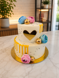 Floral butterscotch 2 tier cake